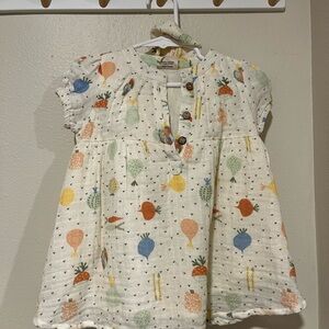 Charming Gauze Kids Veggie Print Dress - Multicolor
